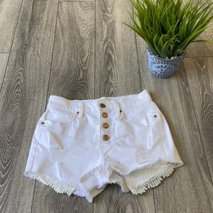 White High Waisted Shorts
